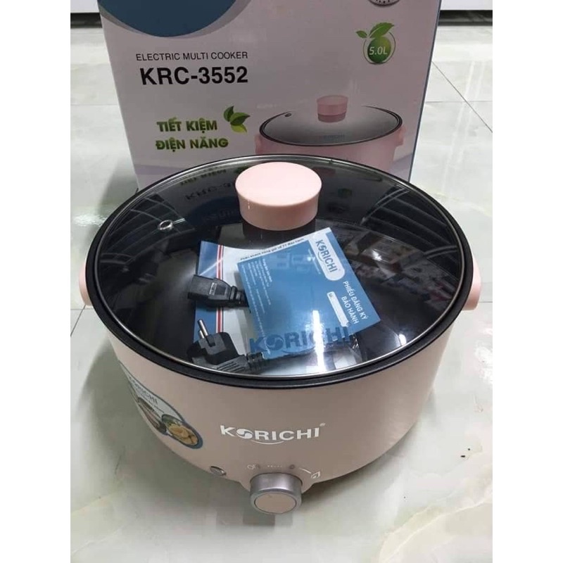 [Mã 154ELSALE2 giảm 7% đơn 300K] ❤️LẨU ĐIỆN ĐA NĂNG KORICHI KRC-3552 DUNG TÍCH 5L, LÒNG SÂU[HÀNG CHÍNH HÃNG]