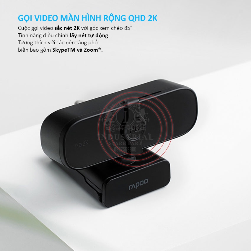 Webcam Rapoo C280 QHD 2K Live Stream, dạy học online, gọi điện video, webcam họp trực tuyến Hàng chính hãng