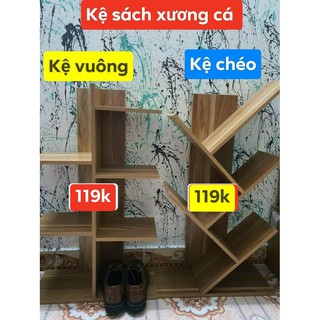 KỆ SÁCH VÂN GỖ XƯƠNG CÁ 5 TẦNG