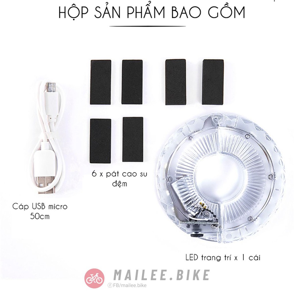 Đèn Led Xe Đạp Trẻ Em Gắn Trang Trí Trục Xe Đạp Sạc Điện Usb Chống Nước Cao Cấp Nhiều Chế Độ Sáng Nổi Bật