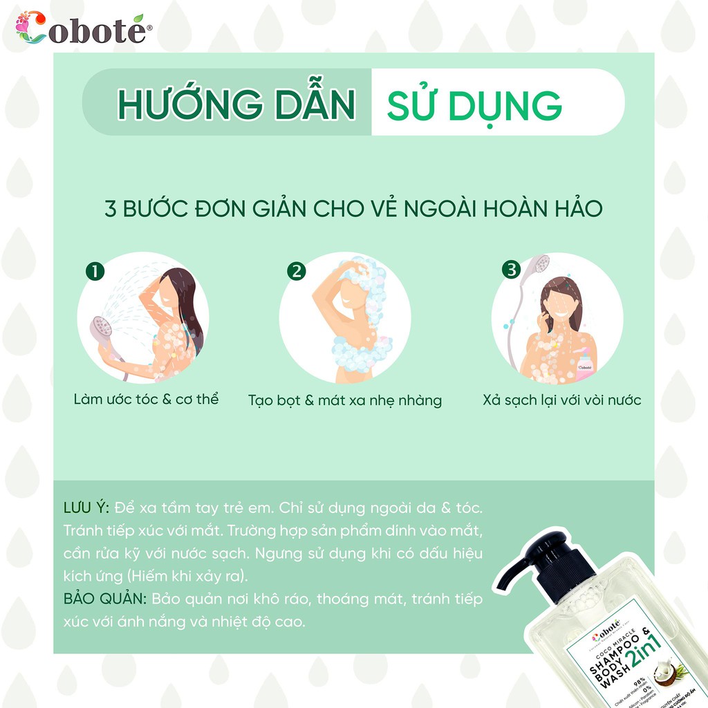 Dầu Tắm Gội Toàn Thân 2-in-1 Coboté 280ML