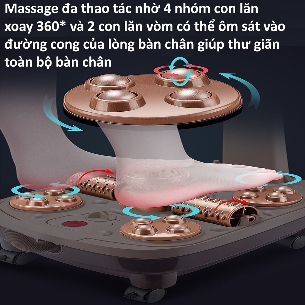 Bồn ngâm chân massage JVJ cao cấp - Chậu ngâm chân mát xa hồng ngoại 3 chế độ làm nóng, thải độc có sục khí tự động