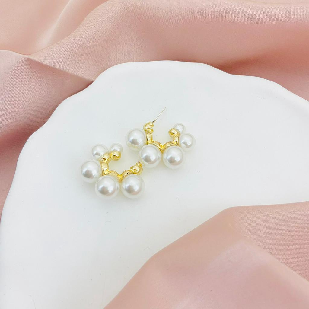 Bông tai bạc mạ vàng phong cách Hàn Quốc - Khuyên hoa tai nữ đẹp cổ điển iLita