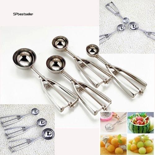 Muỗng múc kem với tay cầm lò xo chất liệu thép không gỉ kích thước 4x5x6cm