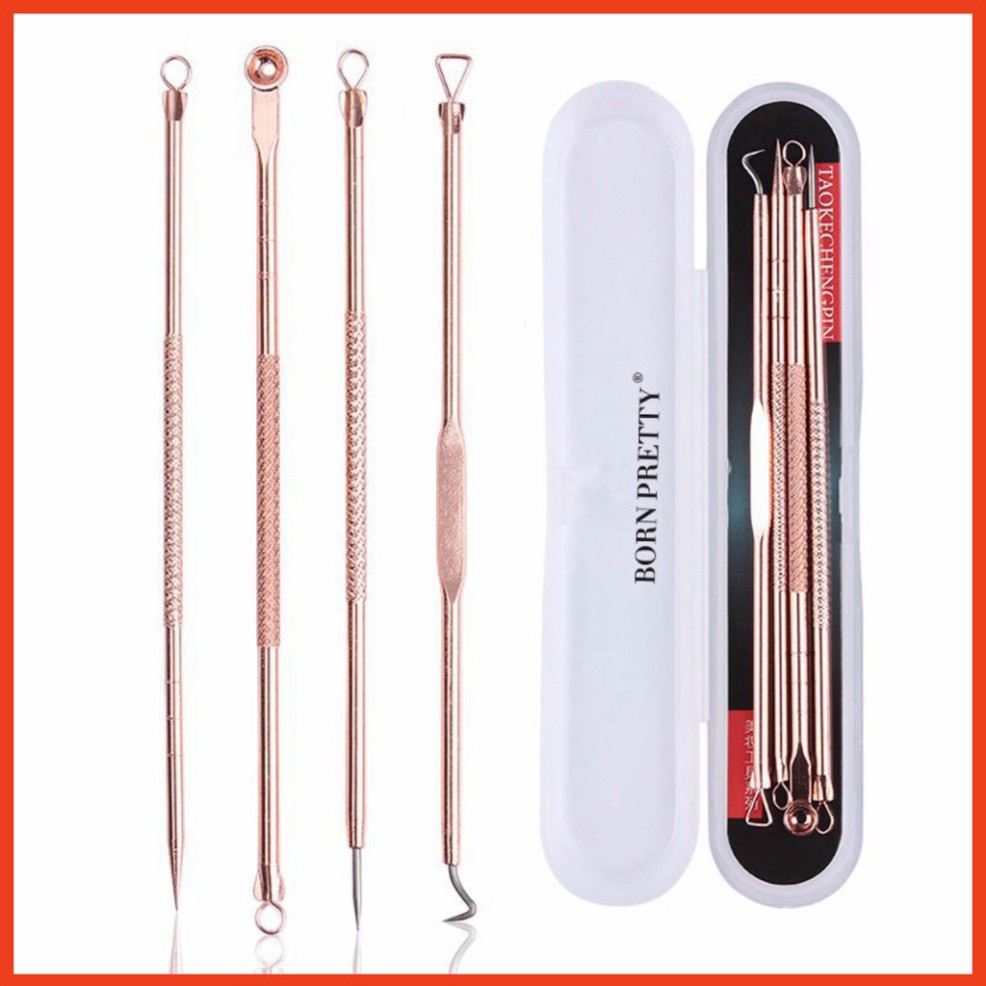 Lặn mụn Bộ nặn mụn 4 cây 8 đầu cai cấp không rỉ an toàn tiện dụng lặn hầu hết các loại mụn .. .