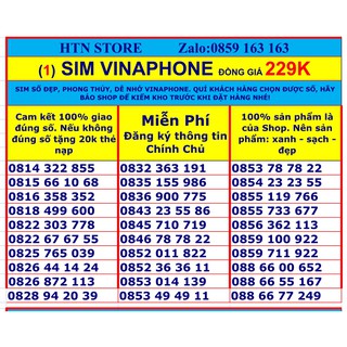 sim vinaphone số đẹp vina trả trước giá rẻ đồng giá 229K