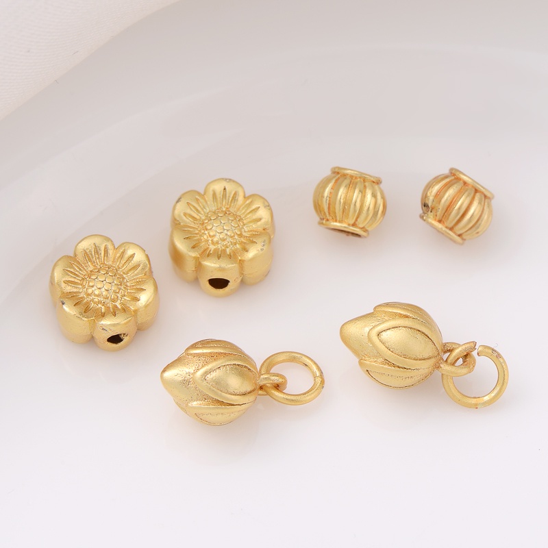 Hạt Xâu Chuỗi Hình Bông Hoa Nhỏ Màu Vàng 18K Chất Lượng Cao diy