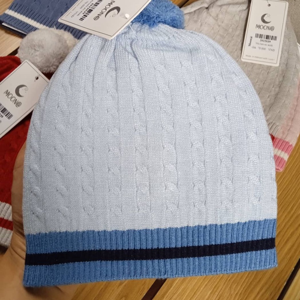 Mũ len xinh cho bé Moon siêu mềm, siêu xinh size 0-6M, 6-12M