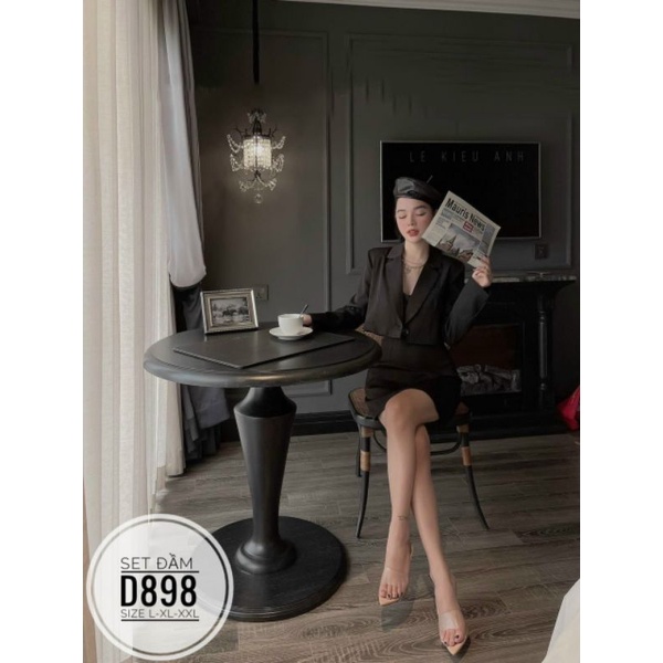 SET VEST BIGSIZE ĐẦM 2 DÂY KÈM ÁO KHOÁC CROPTOP