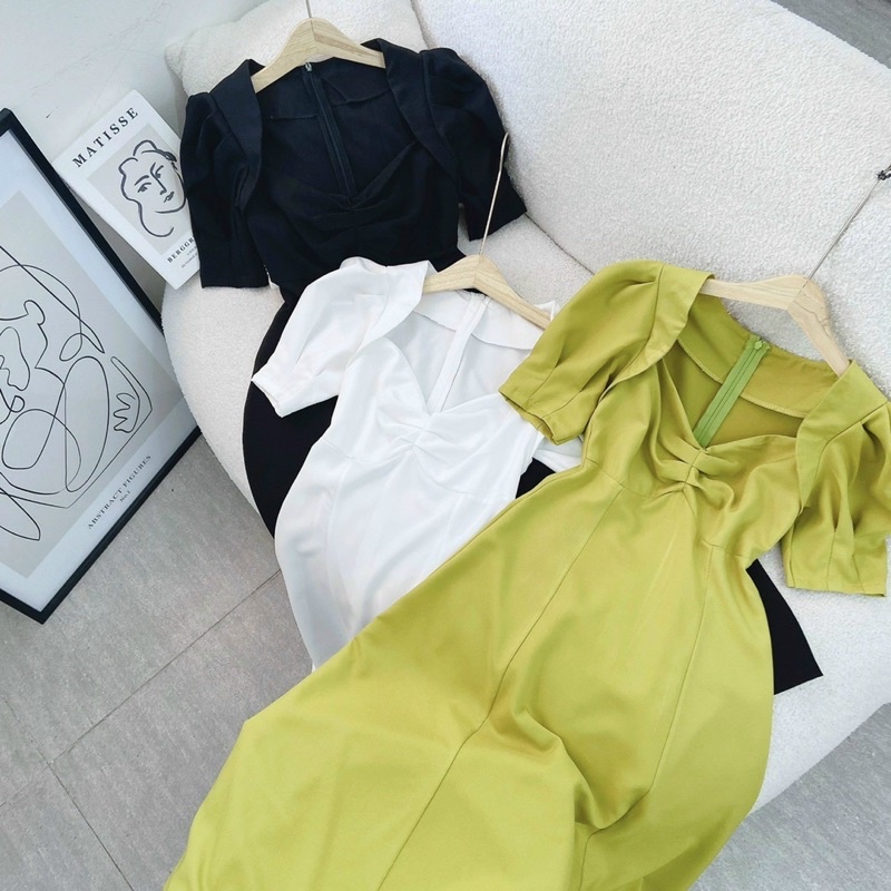 ĐẦM MIDI XOÈ NHÍU NGỰC TAY BÚP 3M KTGIMI ( Kèm Ảnh Thật)