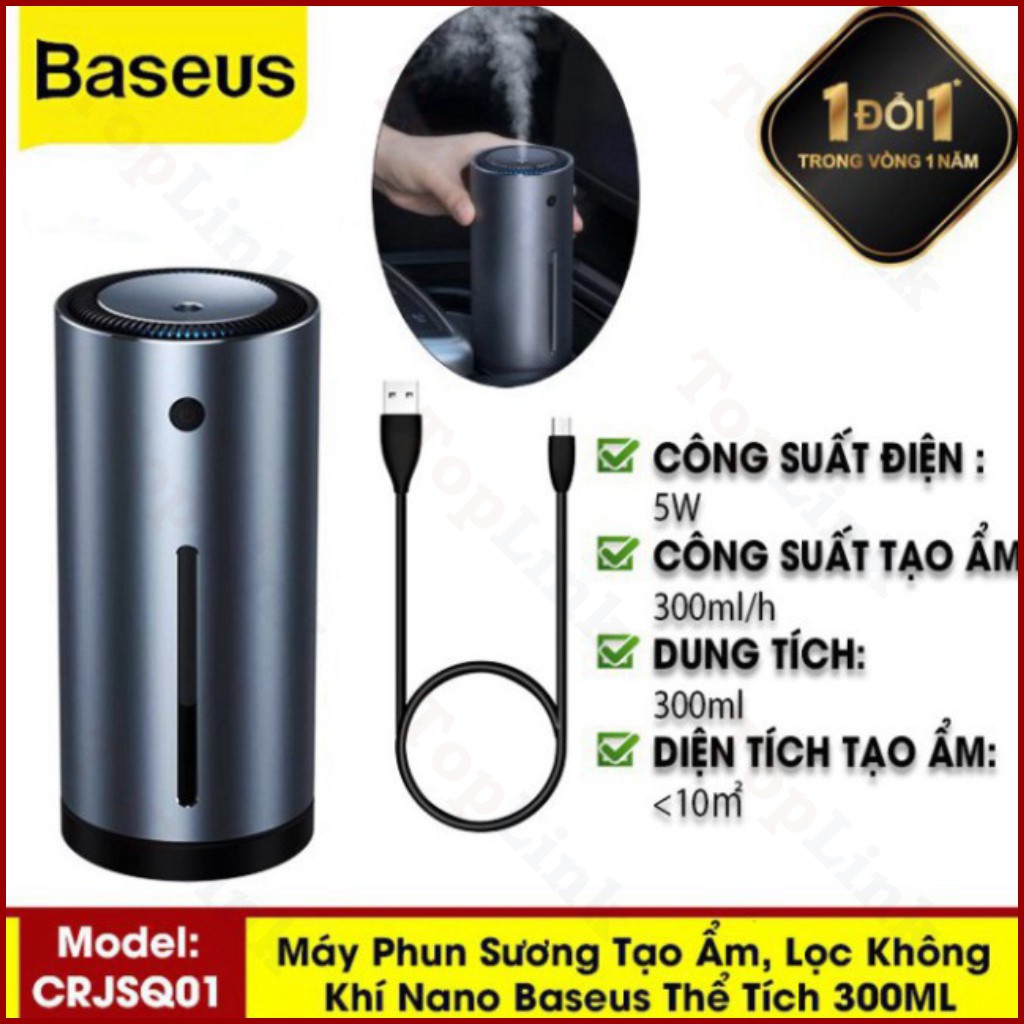 [CHÍNH HÃNG] Máy Phun Sương Tạo Ẩm, Khuếch Tán Tinh Dầu Moisturizing Car Humidifier CRJSQ01 300ml, Máy Lọc Không Khí Nan