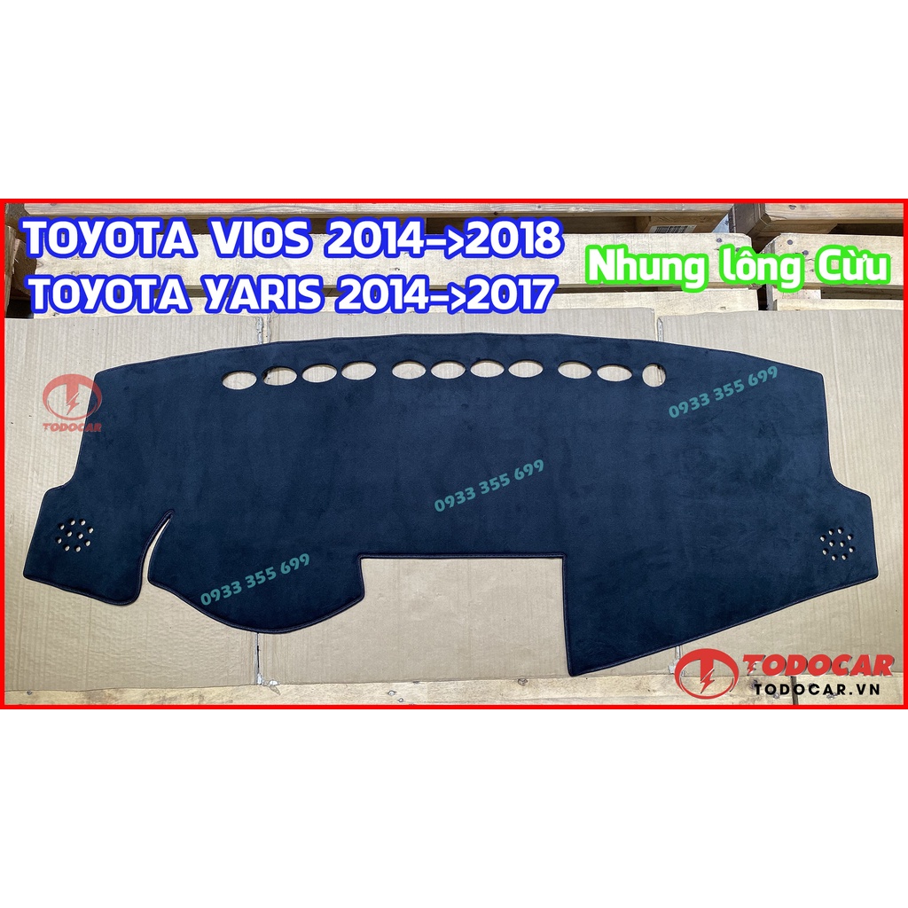 Thảm Taplo TOYOTA VIOS bằng Nhung lông Cừu, Da vân Carbon, Da vân Gỗ