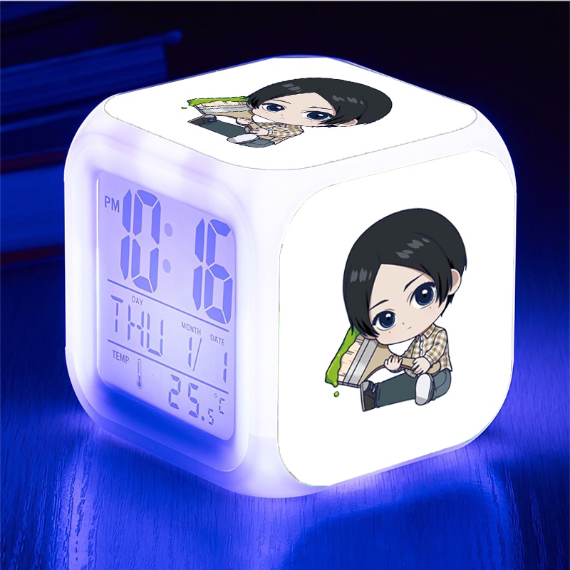 Đồng hồ báo thức để bàn in hình BLUE PERIOD anime chibi LED đổi màu