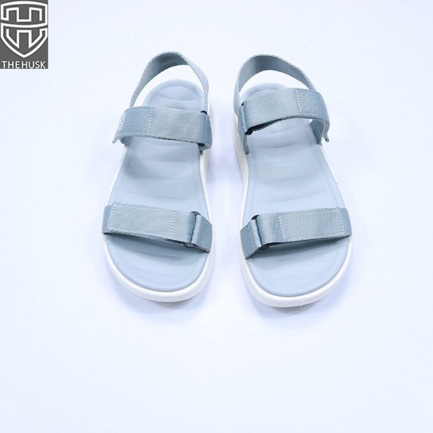 Giày Sandals Nữ TheHusk 2 Quai Ngang Màu Xám Đế Trắng - TH10