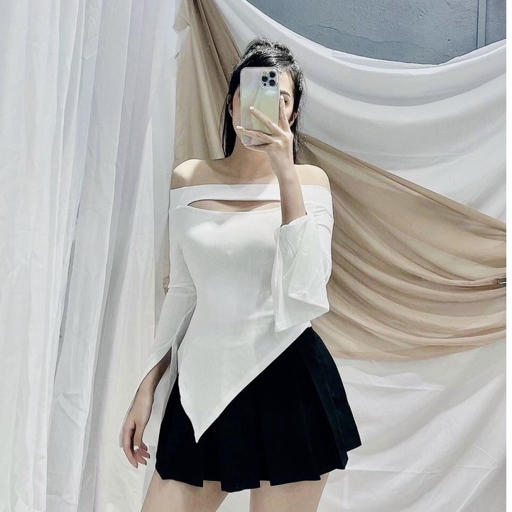 [Mã 11FASHIONSALE1 giảm 10K đơn 50K] Áo Thun Body Dài Tay Vạt Chéo Nhún EO