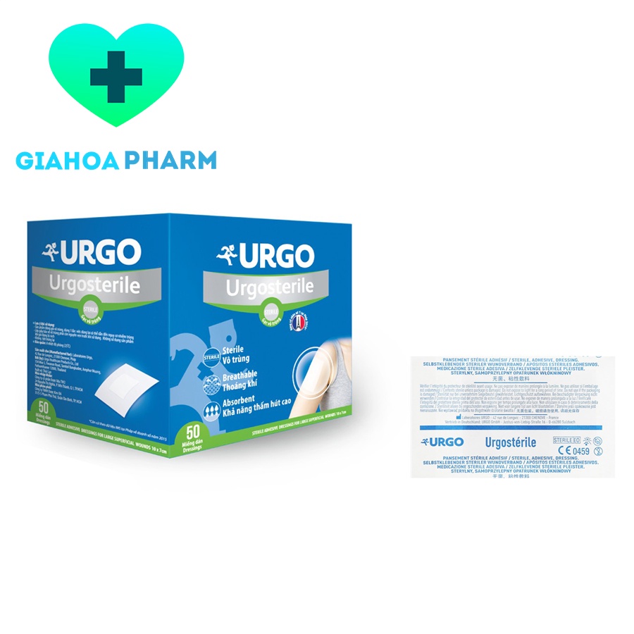 Băng dán / Băng cá nhân gạc vô trùng miếng lớn Urgosterile / Urgo Sterile cho vết thương lớn, bỏng, khâu mổ, phẫu thuật
