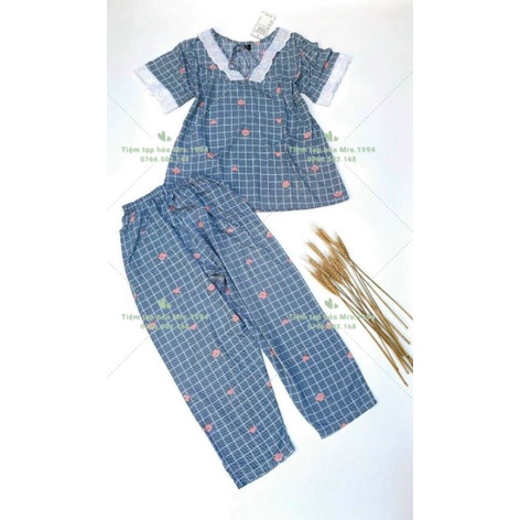 {9 TẤC CỔ V REN} ĐỒ BỘ MẶC NHÀ QUẦN DÀI 9 TẤC VẢI LANH LỌAI 1 CAO CẤP