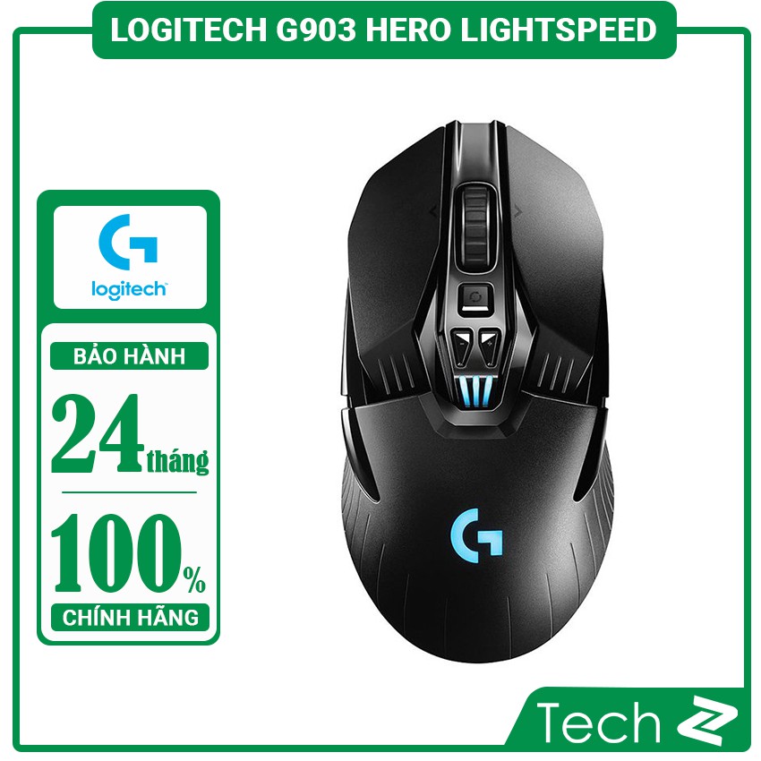 Chuột chơi game Logitech G903 Hero Lightspeed (USB/RGB/Đen)
