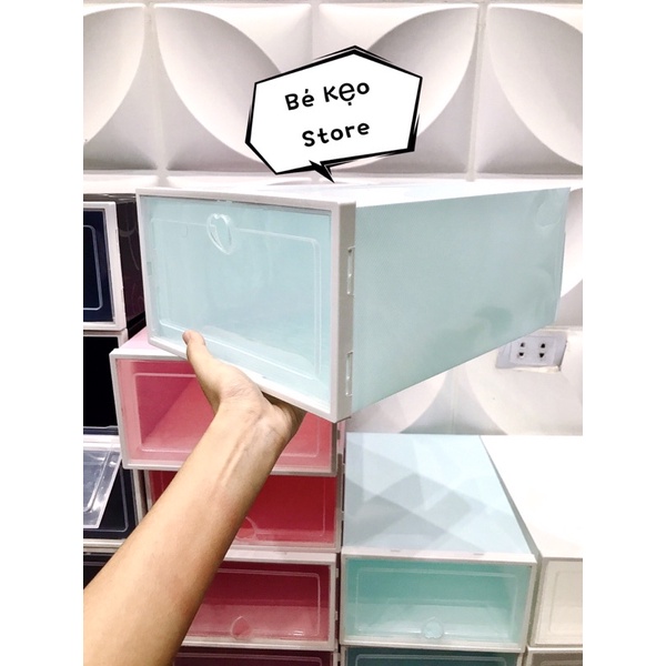 Combo 2 hộp đựng giày nắp nhựa cứng, tủ đựng giày dép thông minh, tiện lợi size lớn