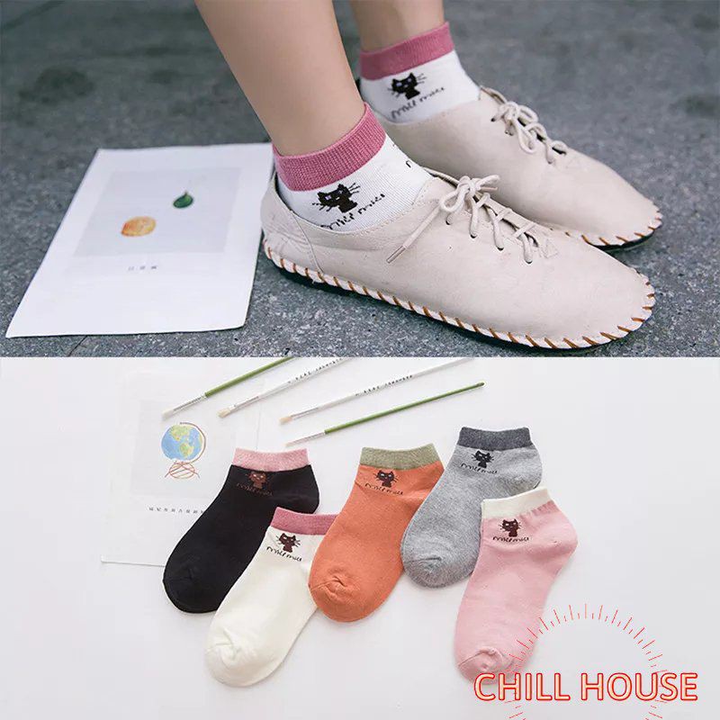 SÉT 5 Đôi Tất Mèo Cổ Ngắn Chống Hôi Chân trộn màu - CHILLHOUSE