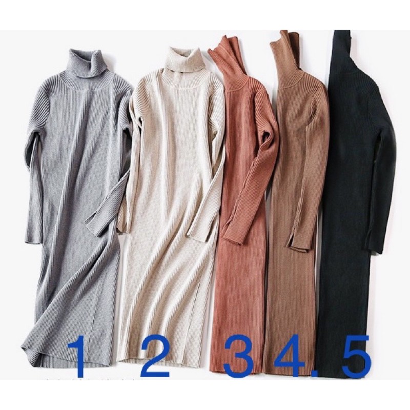 Váy len cho mẹ bầu cổ lọ ấm áp mùa đông B16