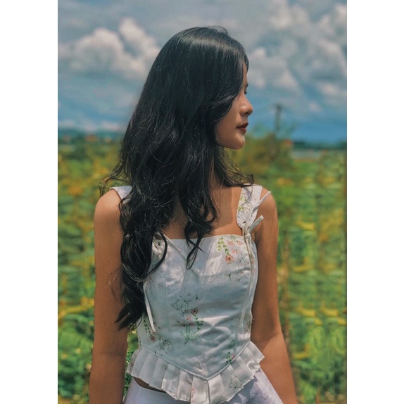 Áo corset vải gấm in hoa - AURORA CORSET TOP