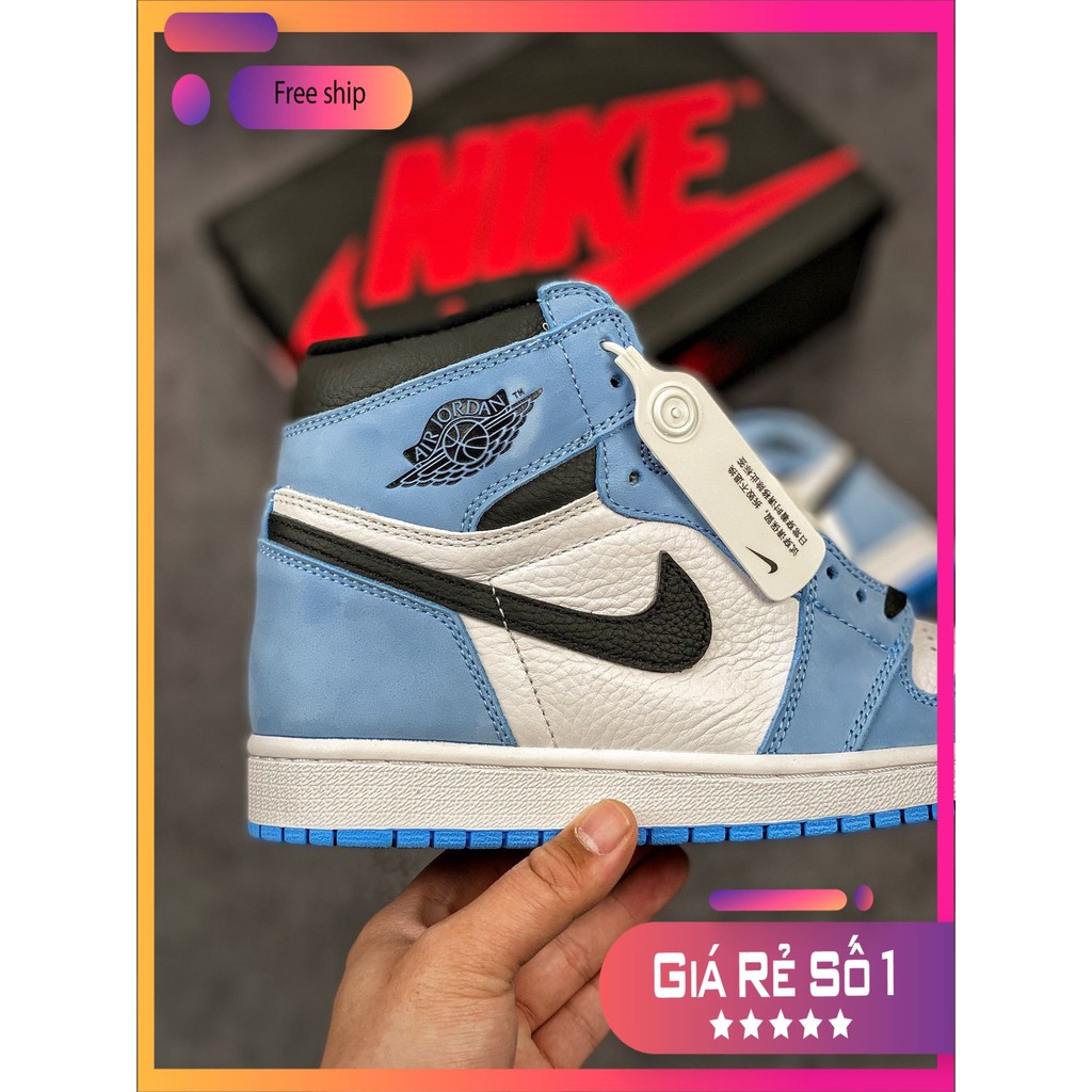 (FULL BOX + QUÀ TẶNG) Giày thể thao sneaker AIR JORDAN 1 Retro High University Blue(TD) cổ cao dành cho nam và nữ