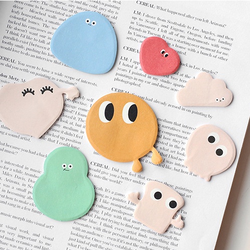 Set sticky note hoạt hình Lovers, nhiều màu pastel, cắt hình thù ngộ nghĩnh cực dễ thương - set 2 mẫu