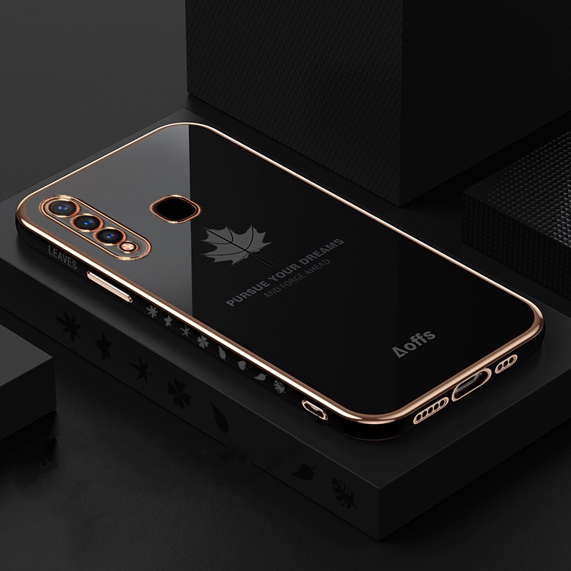 Ốp Điện Thoại Mạ Điện Hình Lá Phong Cho VIVO Y12S Y15S Y21S Y33S Y01 Y20 Y20S Y11 Y12 Y15 Y17 Y19 Y1S V15 Y91C Y95 S1 Y66 V5 V21