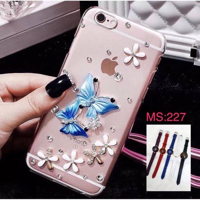 Ốp Lưng Đính Đá Bướm Bông, Mã Số: 227