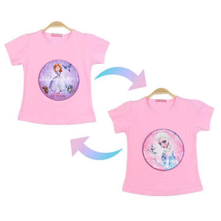 Áo thun cotton kim sa vuốt đổi công chúa sofia thành elsa