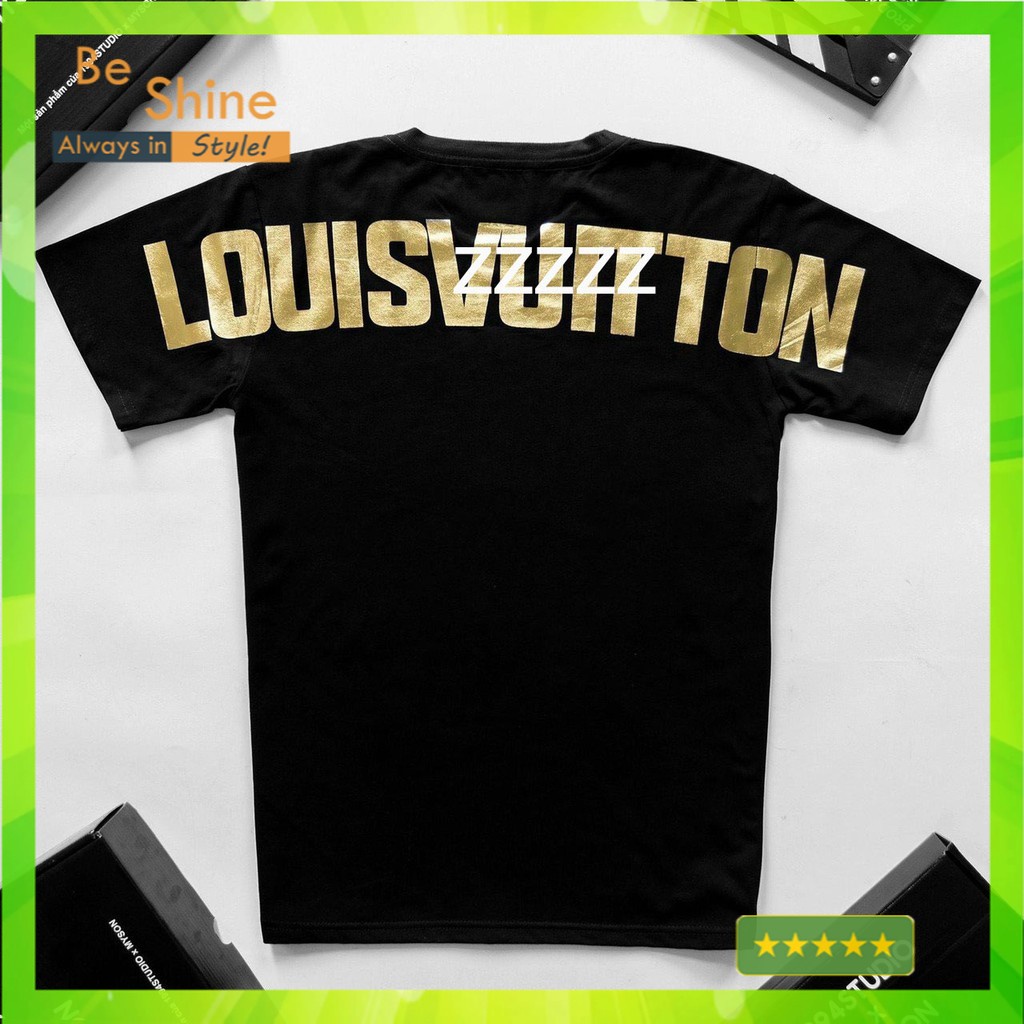 Áo Thun Unisex Form Rộng LV S Louis. Vuitton DCV In Nhũ Vàng Độc Đáo - Áo Phông Tay Lỡ Cotton Cổ Tròn - Beshine Clothing