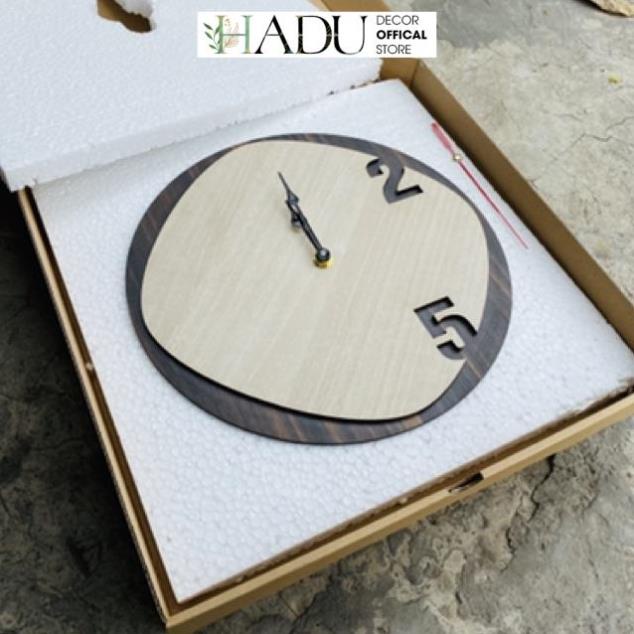 Đồng hồ treo tường trang trí phòng khách Decor bằng gỗ - HaduDecor