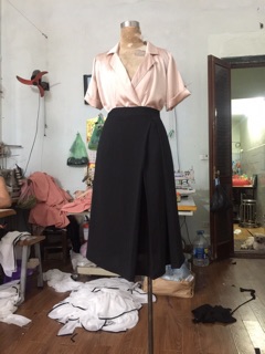 Chân váy maxi tà chéo cho nữ