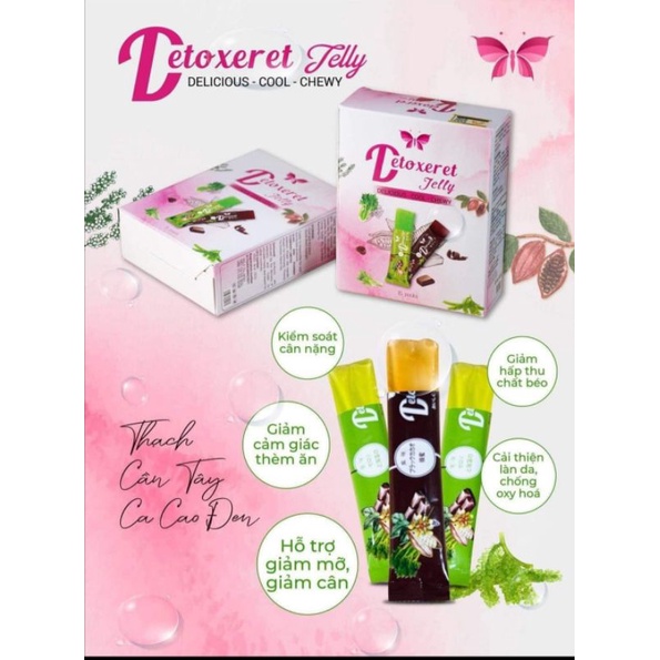 Thạch giảm cân detoxeret Jelly - chính hãng (hộp 15 gói) tặng 1 gói