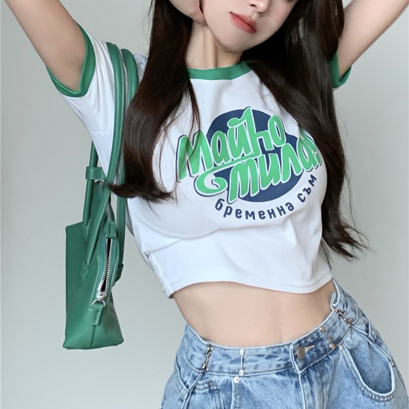 Áo Thun Croptop Ngắn Tay Dáng Ôm Thời Trang Mùa Hè Dành Cho Nữ