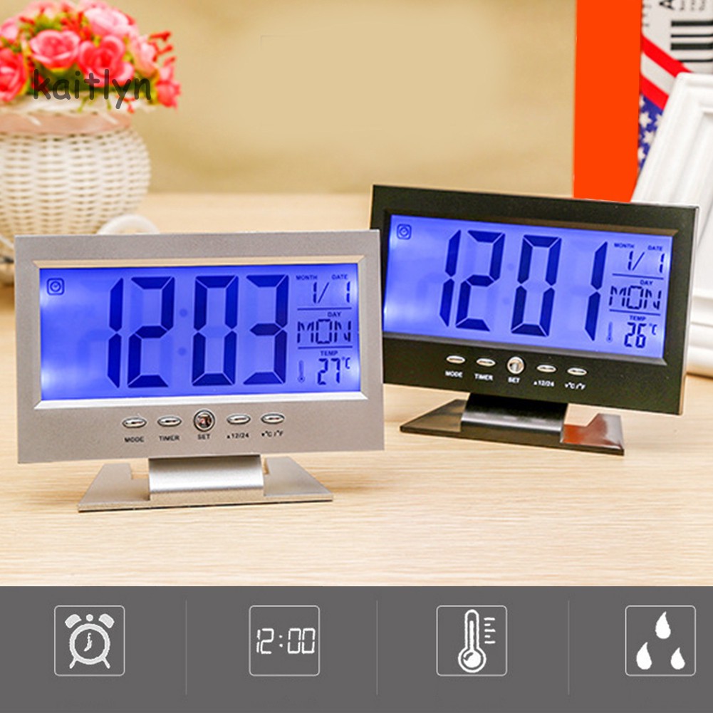 Đồng hồ báo thức có màn hình LCD hiển thị nhiệt độ