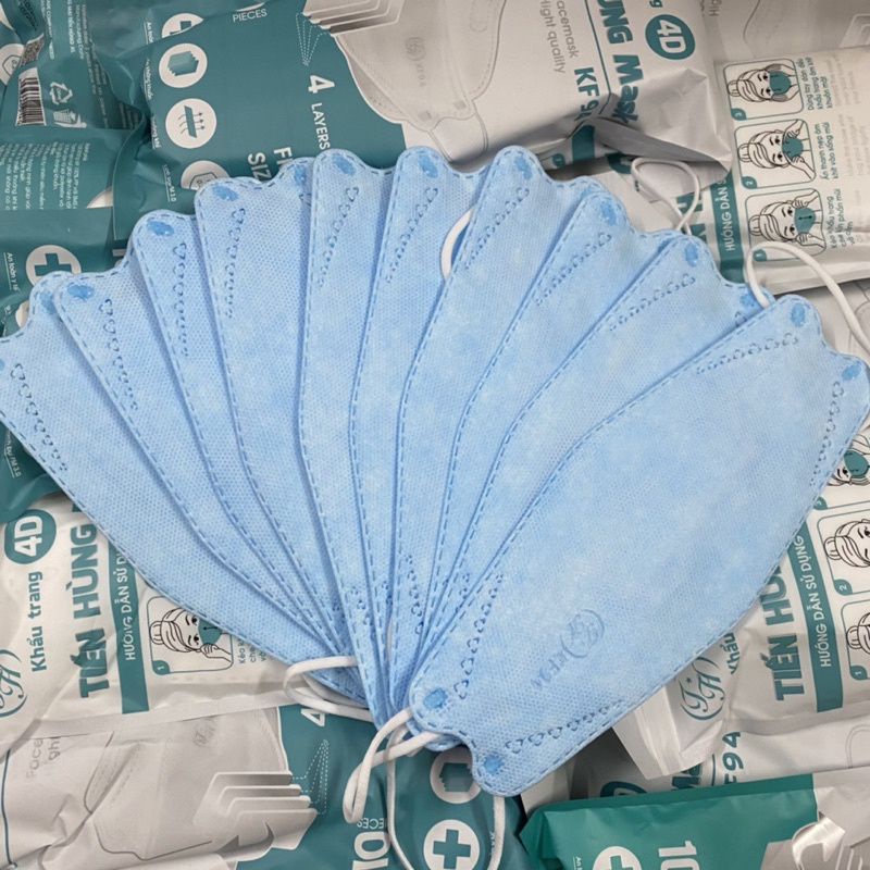 Khẩu trang Kf94 TIẾN HÙNG MASK thùng 300 chiếc mix màu từ vải tự nhiên theo công nghệ Hàn Quốc chống bụi mịn.