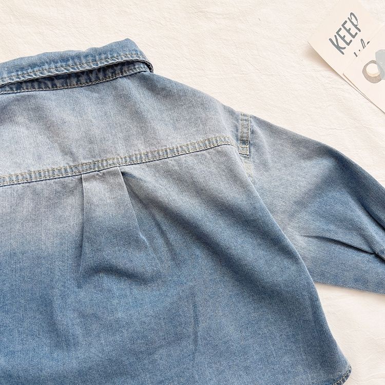 Áo Sơ Mi Denim Tay Dài Mềm Mại Màu Gradient Phong Cách Nhật Bản Hàn Quốc Thời Trang Xuân Thu 2022 Cho Bé Trai