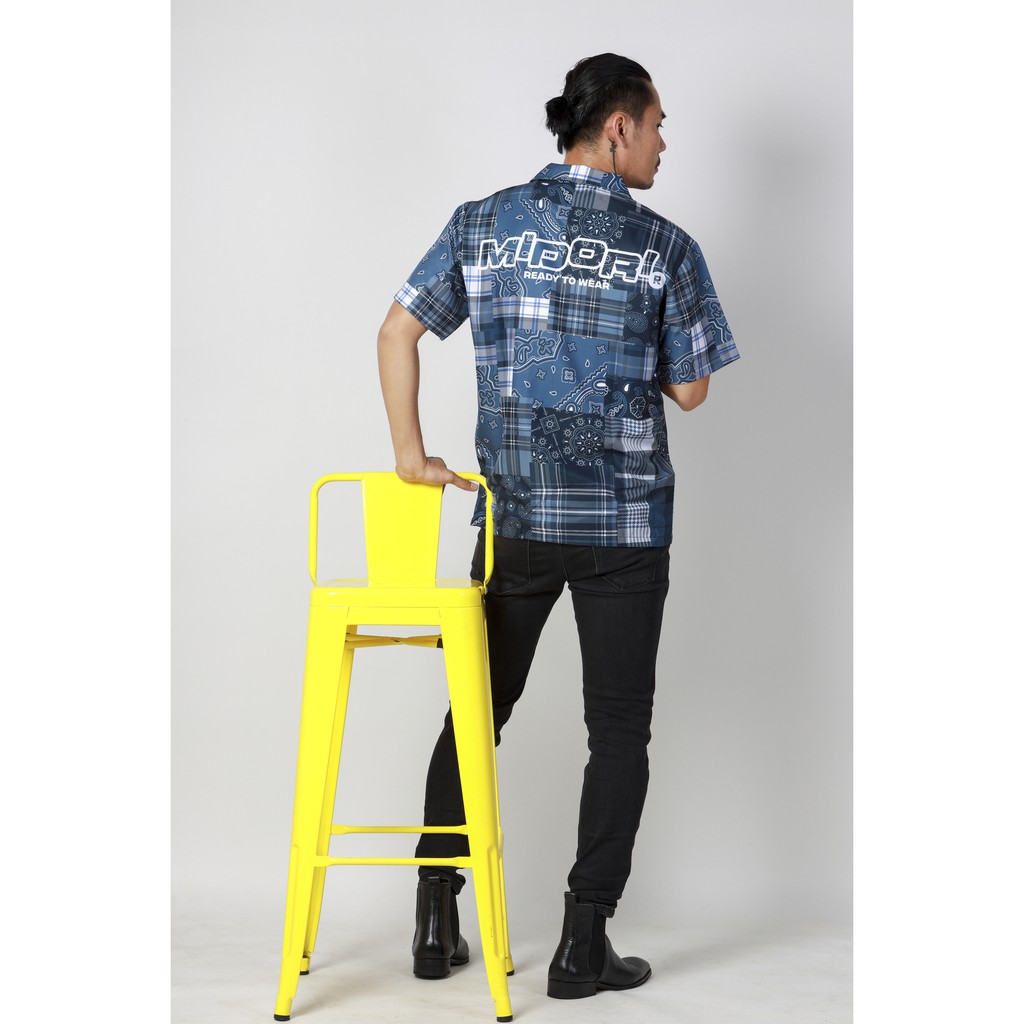 Áo Sơ Mi nam nữ Hoạ Tiết Tay Ngắn Cổ Vest Uniex Thời Trang Vải Lụa Local Brand M Studio