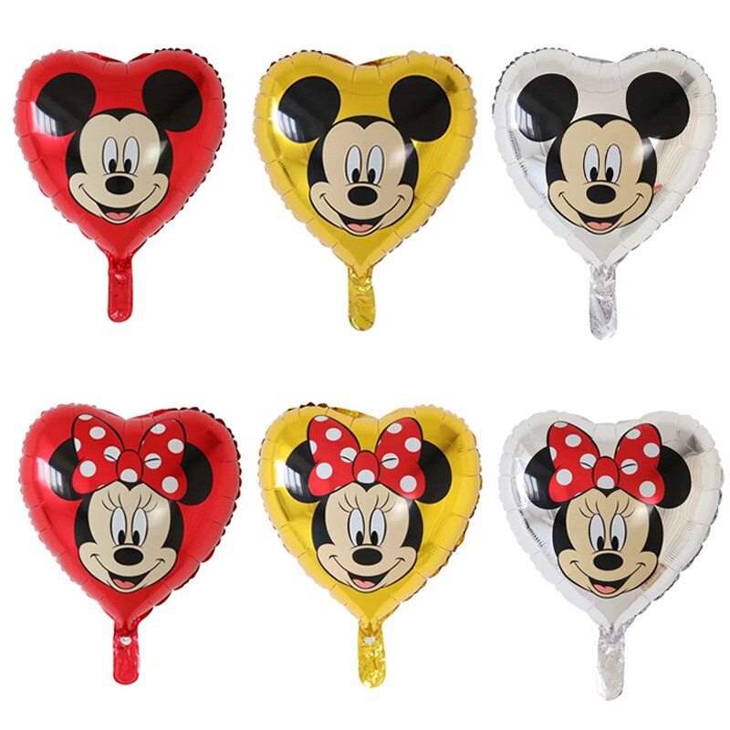 Giảm Giá 1 Bong Bóng Lá Nhôm helium Hình Trái Tim Hoạt Hình mickey minnie Trang Trí Tiệc Sinh Nhật Cho Bé Kích Thước 18inch