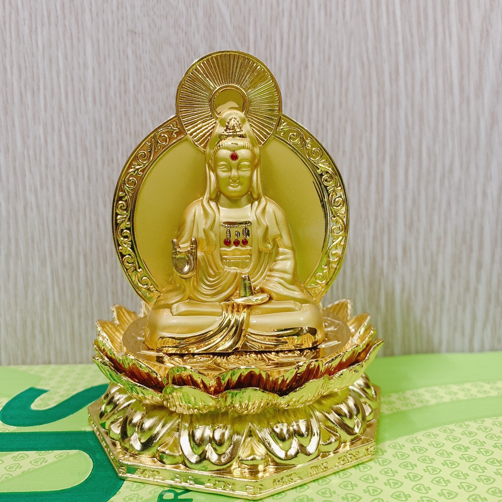 Tượng Phật Bà Quan Thế Âm Bồ Tát 2 Mặt, Đế Hoa Sen Cao Cấp Trang Trí Phòng Khách, Xe Hơi, Bàn Làm Việc