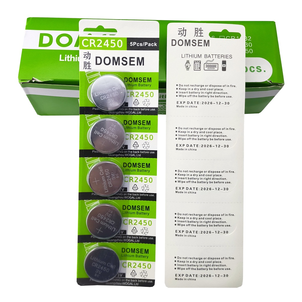 Pin Khuy Cúc Áo pin nút DOMSEM CR2450 3V Lithium dùng cho đồng hồ, thiết bị điện tử