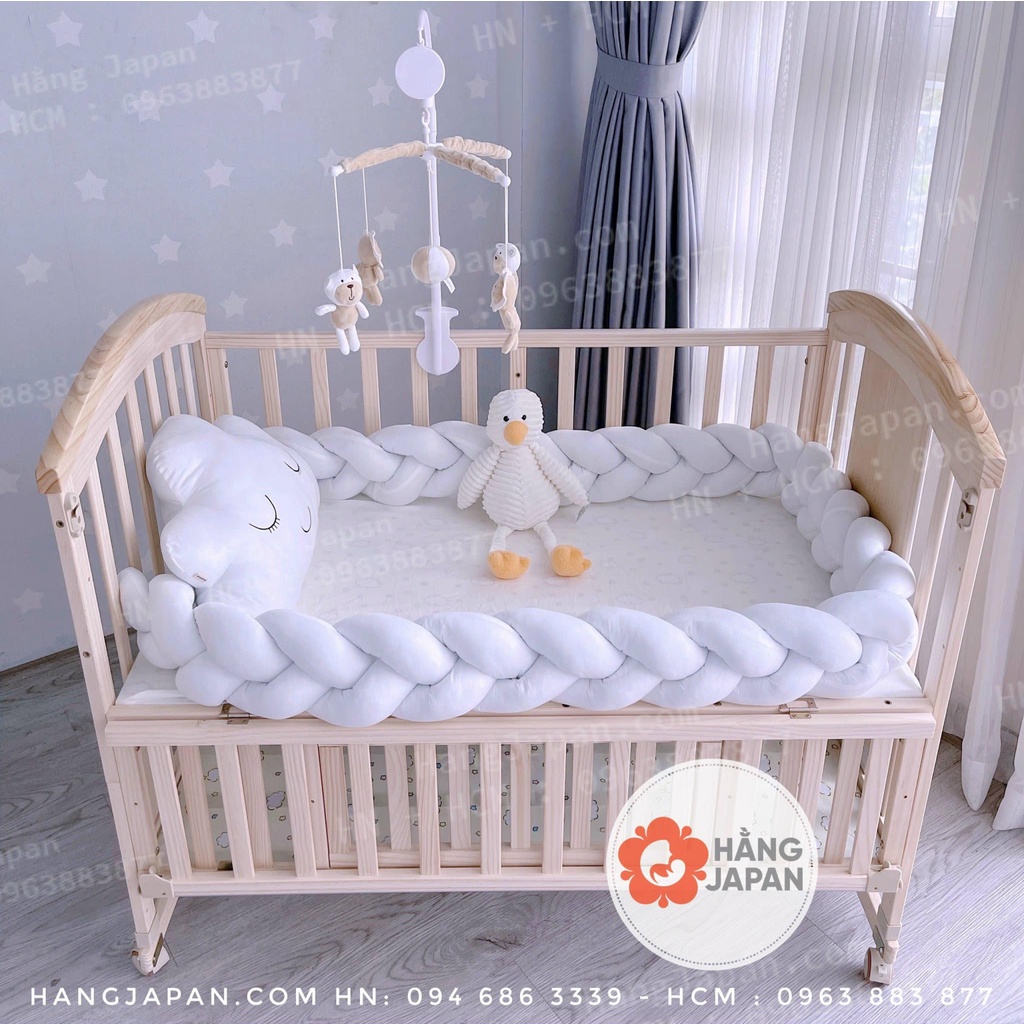 Quây cũi vải xoắn cho em bé bao gồm: 1 ga+1 gối đầu giường+1 quây xoắn nhiều màu