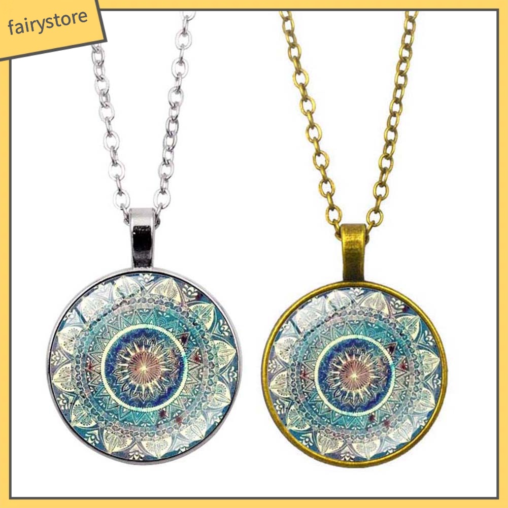 Dây chuyền hợp kim mặt tròn họa tiết hoa độc đáo cho nữ