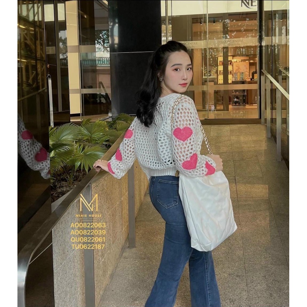 Áo khoác len cardigan nữ phối hình trái tim