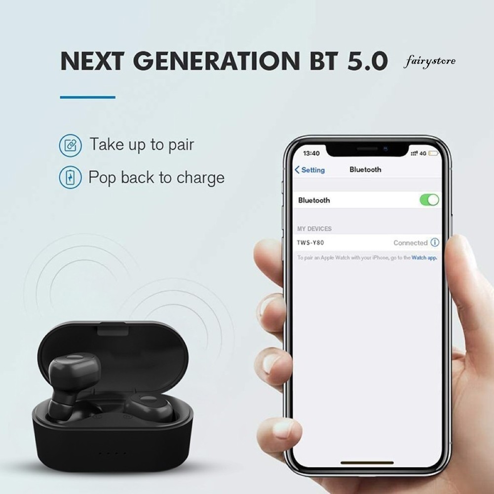 Tai Nghe Bluetooth 5.0 Không Dây 6d Giảm Ồn Fs + Y80 Tws