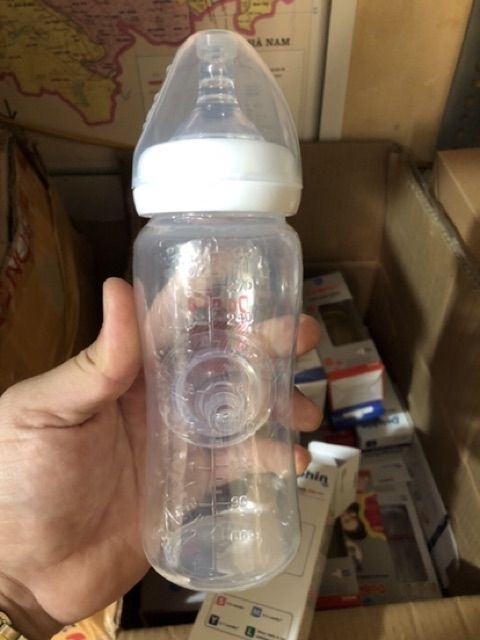 Bình sữa dolphin cổ rộng 300ml tặng kèm núm 1 bàn chải đánh răng