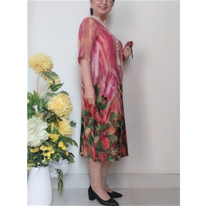 Váy Đầm Trung Niên - Voan Sang Trọng - Form A Rộng Che Bụng - Size 50Kg - 90Kg | BigBuy360 - bigbuy360.vn