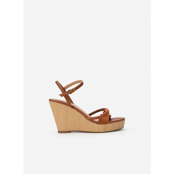 Vascara Giày Sandal Đế Xuồng Cói Phối Quai Nubuck - SDX 0428 - Màu Nâu